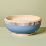 4-Wick Rim Stripe Ceramic Sun and Citron Ceramic Jar Candle Blue