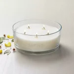 5-Wick Clear Glass Canvas Knob-Lid Jar Candle 28oz，Magnolia: Soy Blend, 40hr Burn Time - Image 2