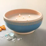 4-Wick Rim Stripe Ceramic Sun and Citron Ceramic Jar Candle Blue - Image 2