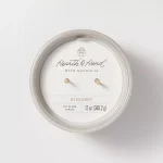 2-Wick Ribbed Ceramic Bergamot Jar Candle Light Gray 12oz with Magnolia: Soy & Paraffin Wax, Farmhouse Style - Image 3
